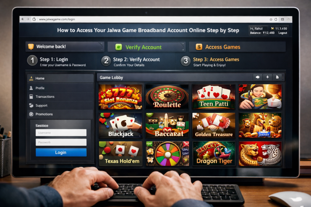 Step-by-step guide showing how to access your Jalwa Game Broadband account online, including login instructions and navigation tips.