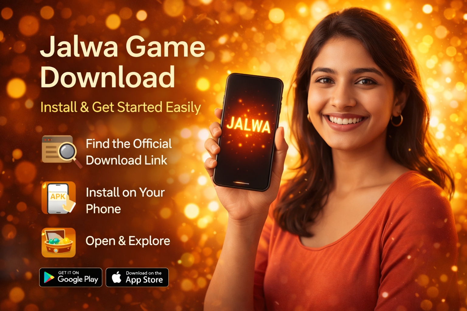 Jalwa Game download page displayed on a smartphone, showing installation steps, setup process, and safe download tips for new users.