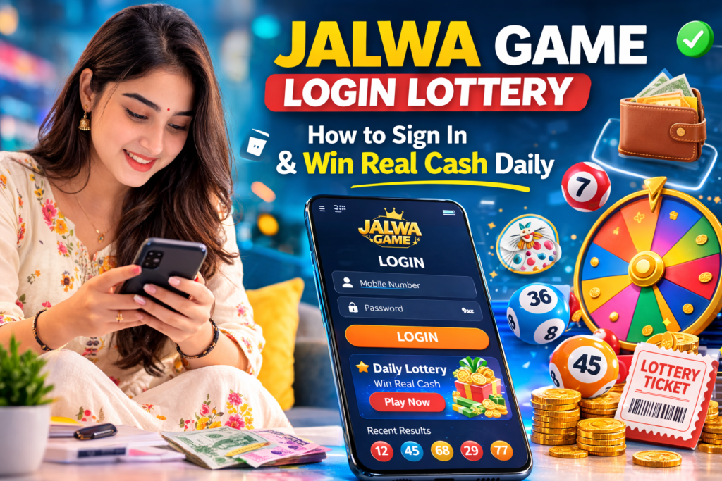 Jalwa Game Login Lottery page showing a user signing in to play online lottery games and win real cash daily on the Jalwa Game platform.