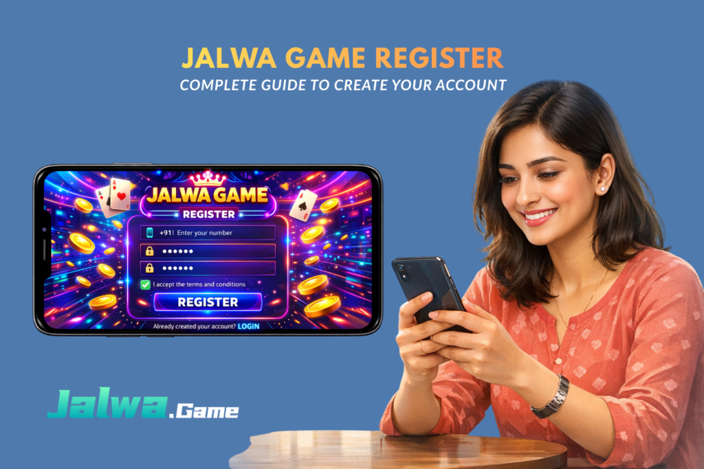 Jalwa Game registration page showing step-by-step account creation process with mobile input, signup form, and user-friendly interface for quick and secure access.