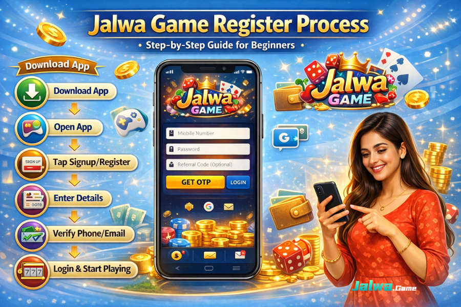 Jalwa Game register step-by-step guide for beginners showing how to create a Jalwa account, sign up process, mobile registration form, and account setup instructions